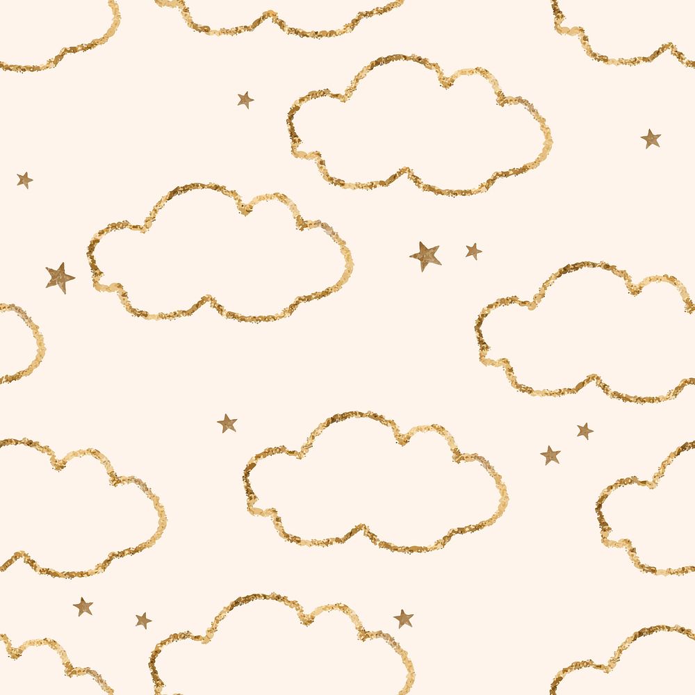 Aesthetic cloud background, glittery pattern vector