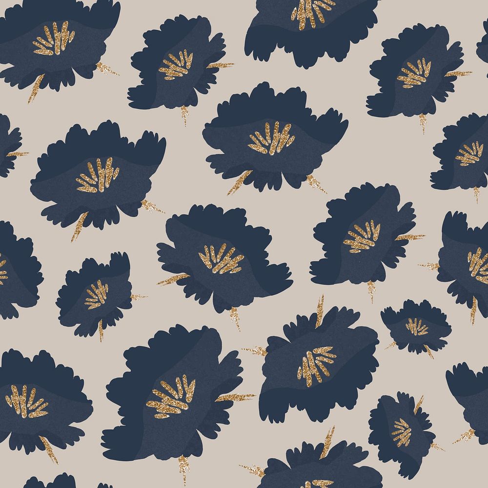 Aesthetic floral background, blue botanical pattern vector