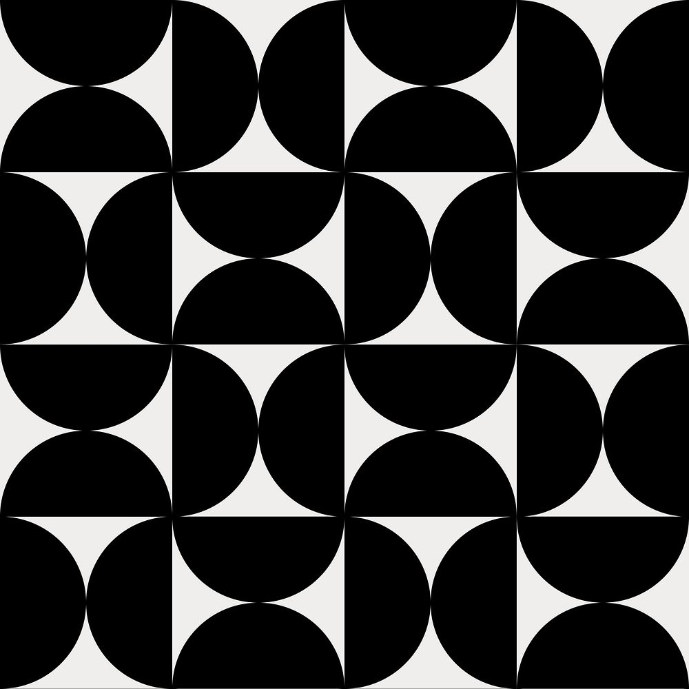 Retro bauhaus pattern background, black geometric psd