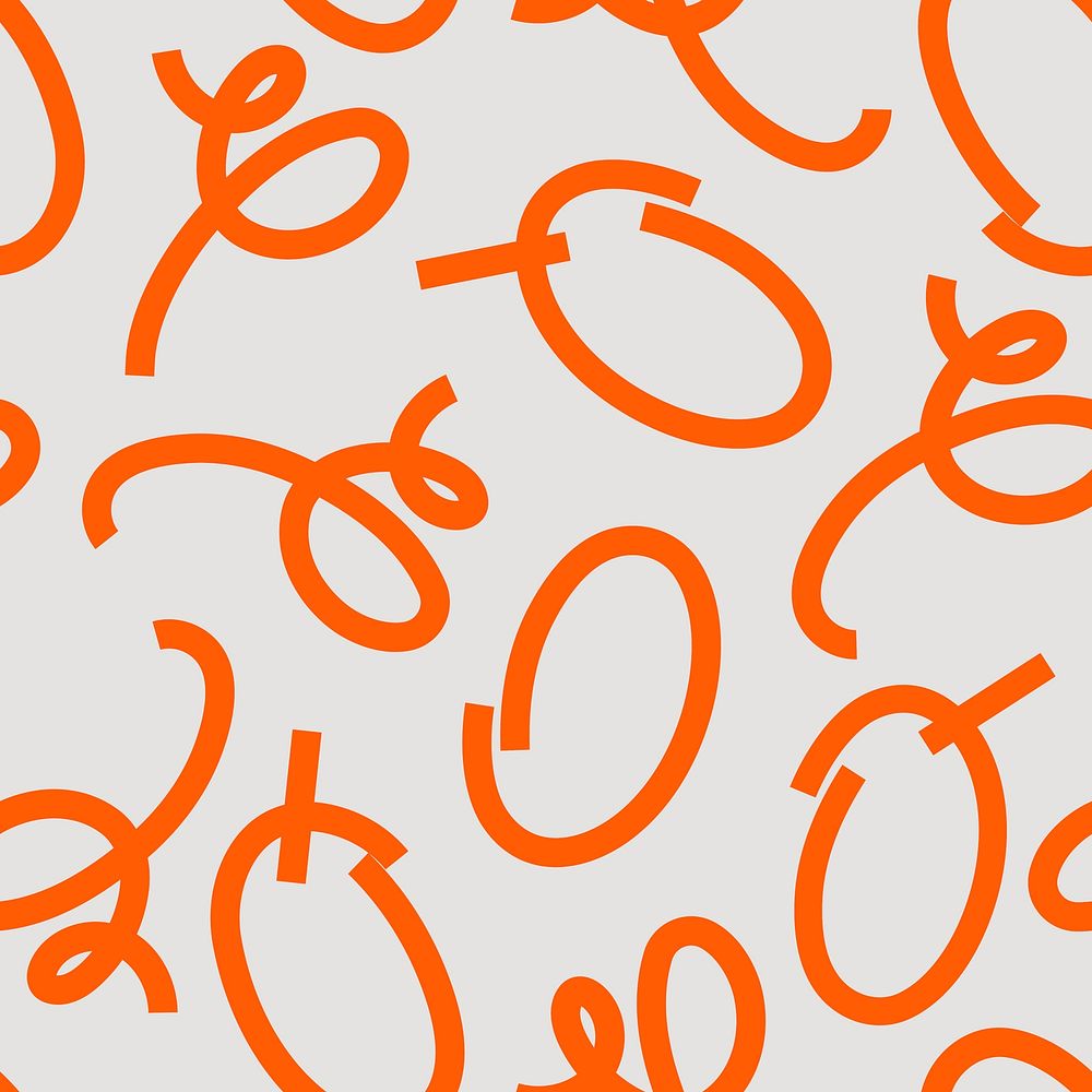 Cute doodle pattern background, abstract orange psd