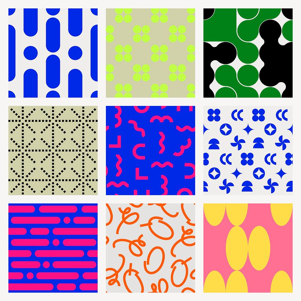 Abstract retro pattern background, colorful vector set