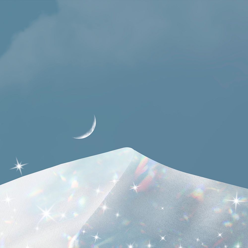 Aesthetic snowy mountains background psd, holographic design