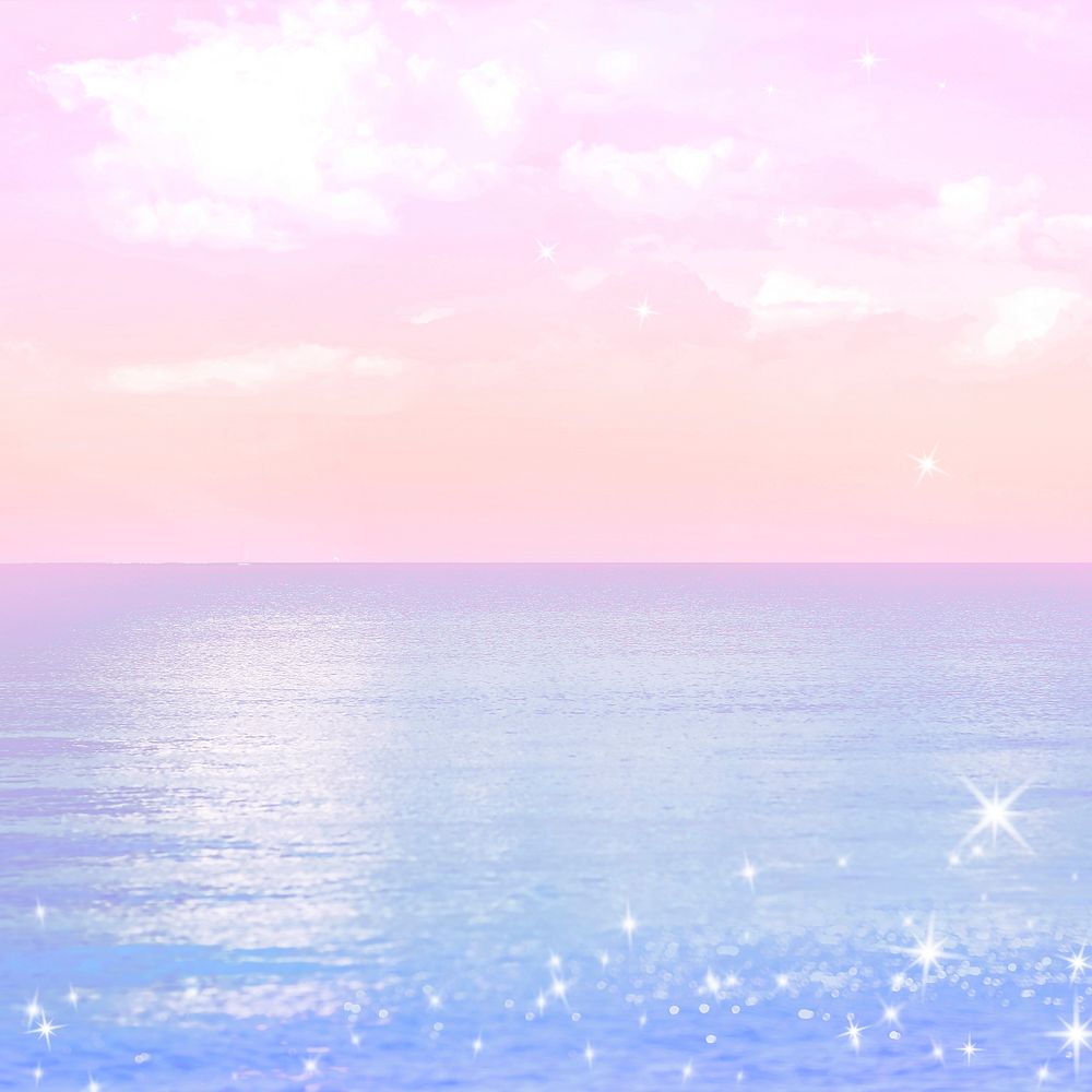 Dreamy aesthetic background, glittery pastel beach psd