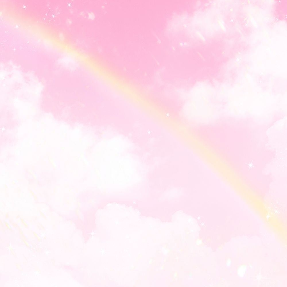 Pink background, rainbow sky with glitter design
