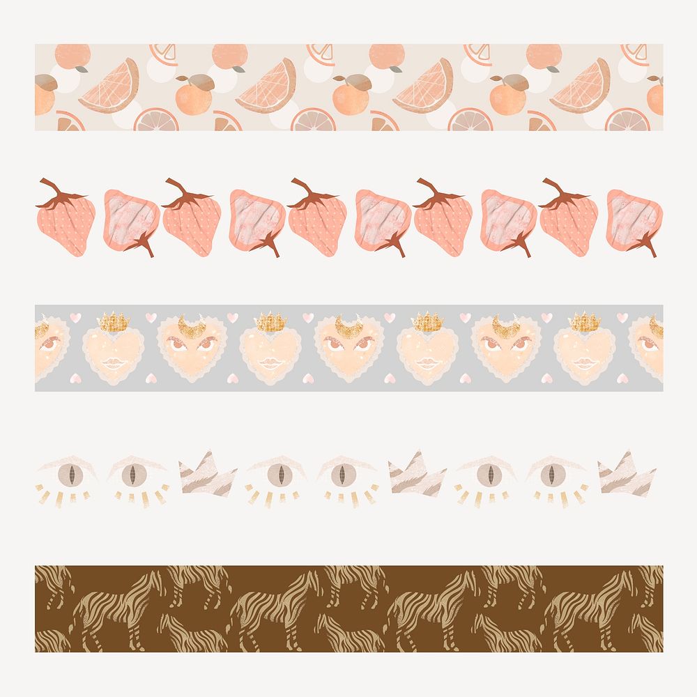 Aesthetic pastel brush pattern, cute graphic vector set, compatible with AI