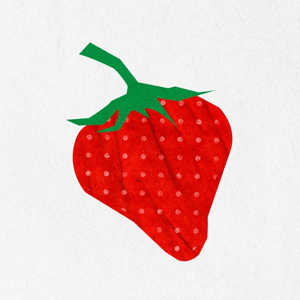 Cute strawberry fruit clipart, journal collage element
