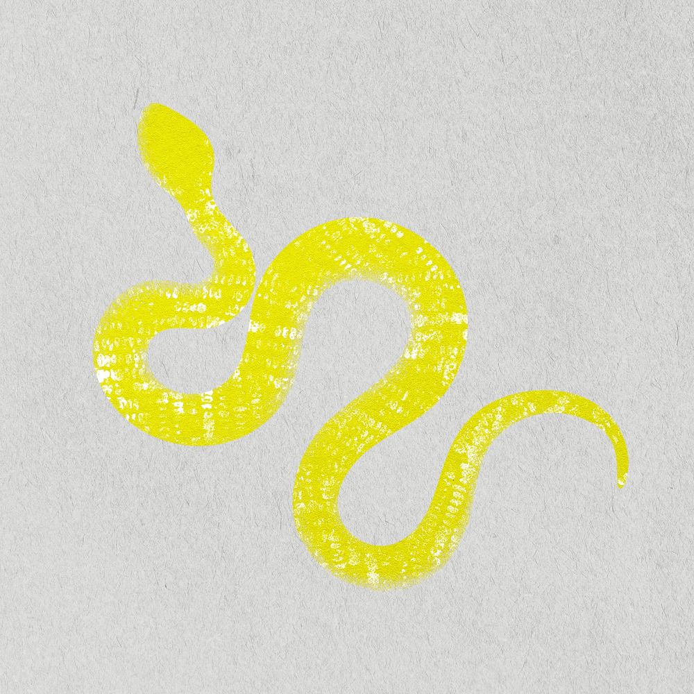 Yellow snake clipart, textured animal stamp