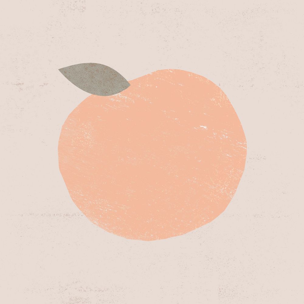 Pastel orange fruit sticker, textured journal collage element psd