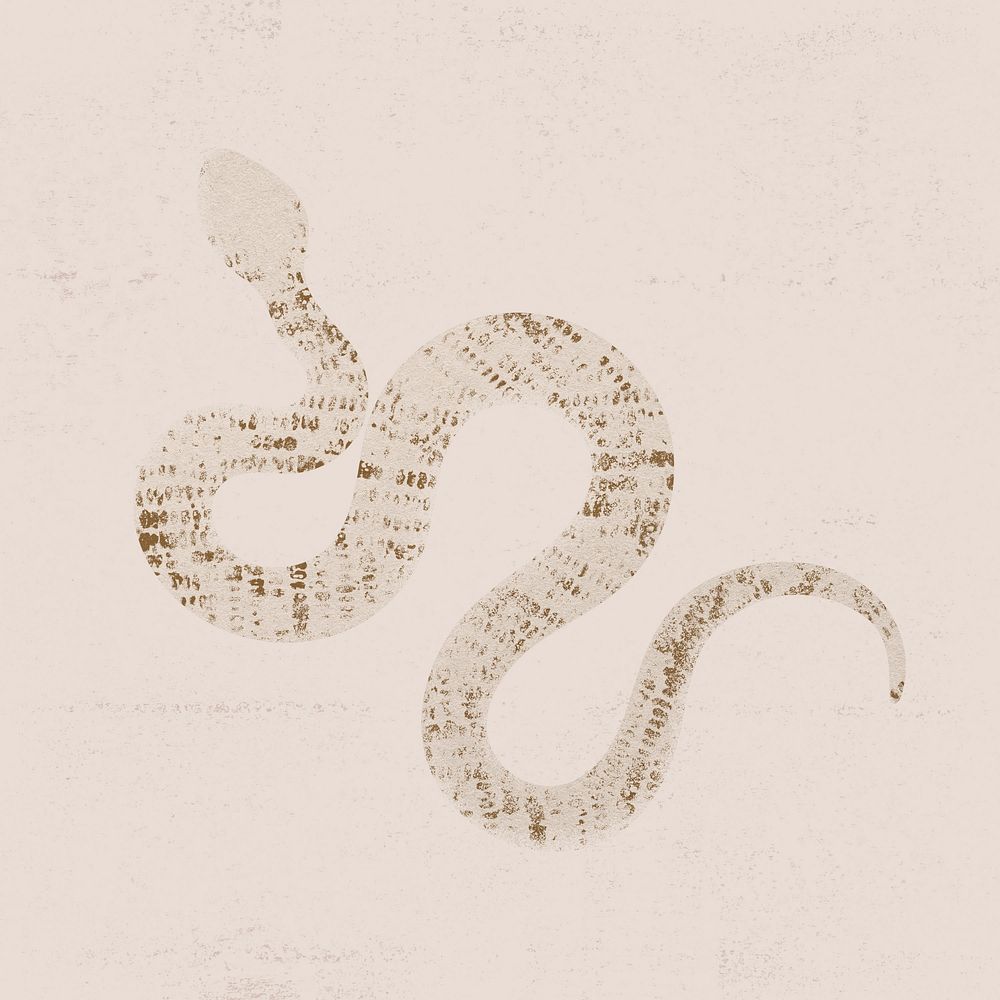Beige snake clipart, textured animal stamp