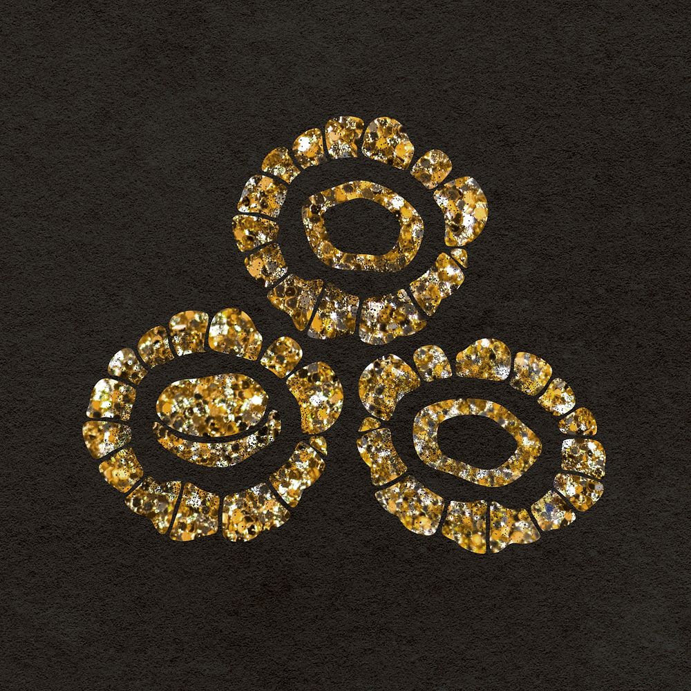Glitter flower clipart, gold abstract shape