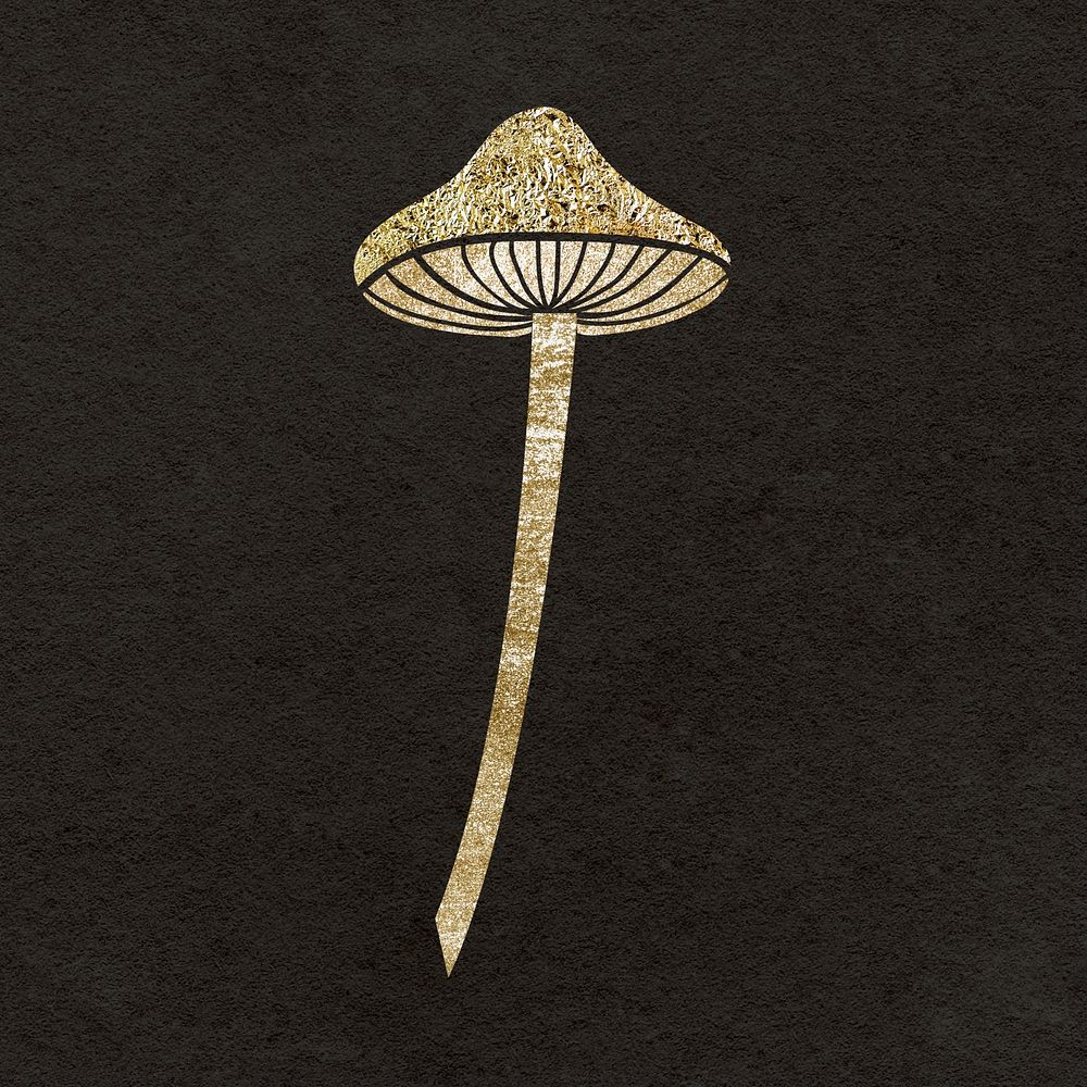 Golden mushroom clipart, cottage core in glitter design