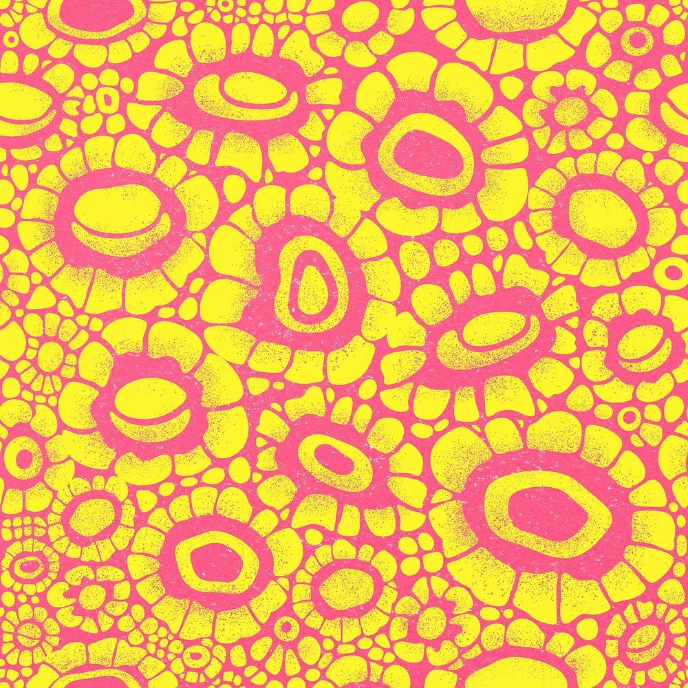 African floral pattern background, pink and yellow design psd