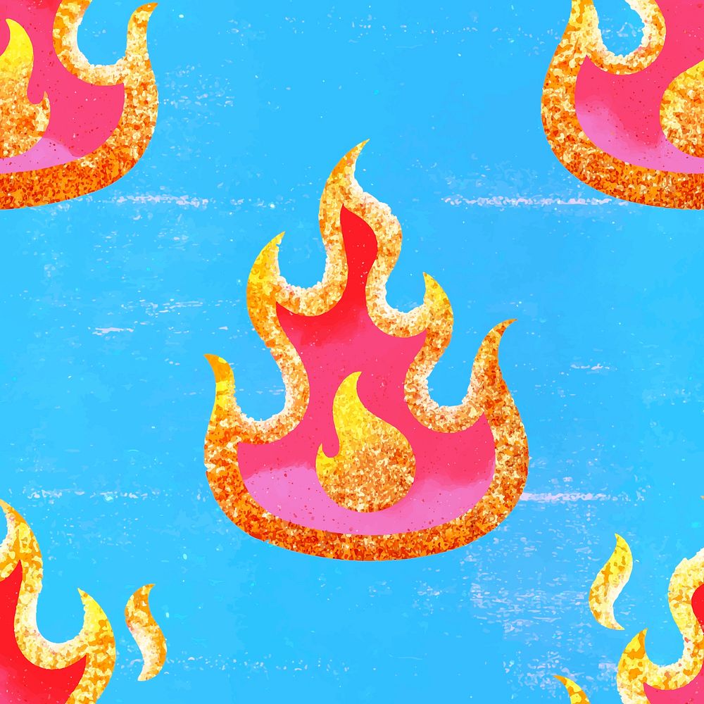 Kidcore flame pattern background, pink glitter feminine design vector