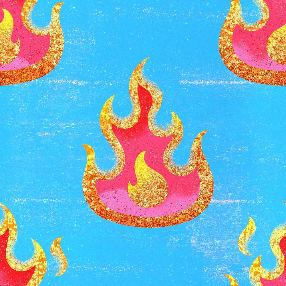 Kidcore flame pattern background, pink glitter feminine design psd