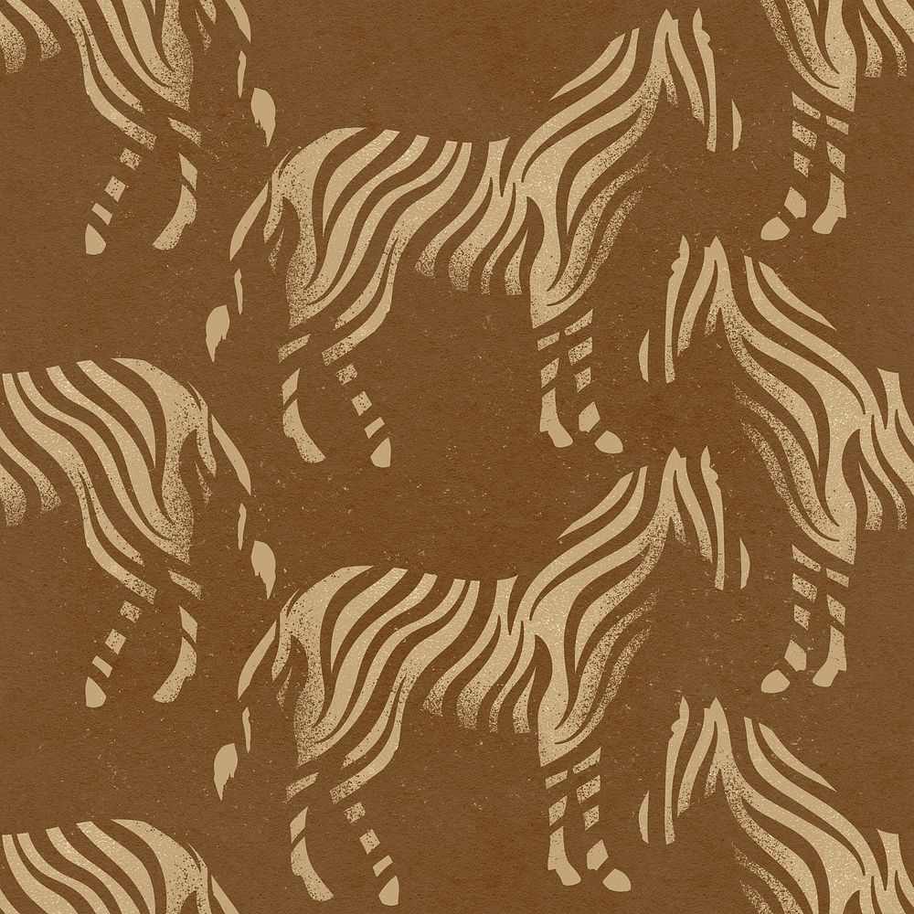 Brown zebra pattern background, wild animal stamp psd