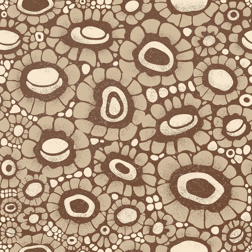 African flower background, pattern in earth tone psd