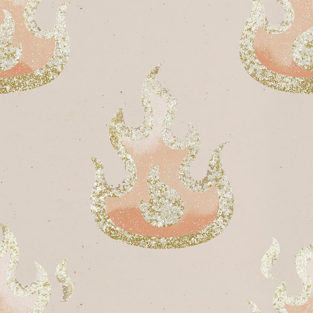 Glitter flame background, cute pattern design psd