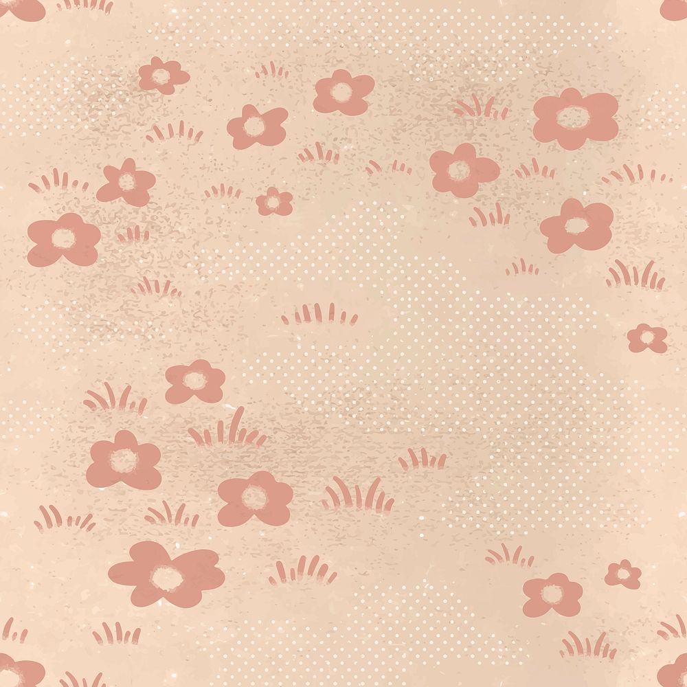 Pink floral pattern background, cute pastel design vector