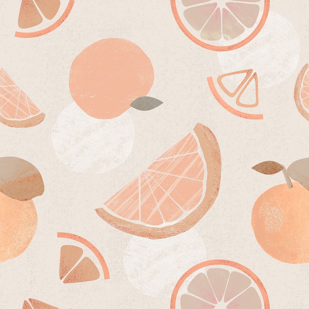 Pastel grapefruit background, fruit pattern with texture psd