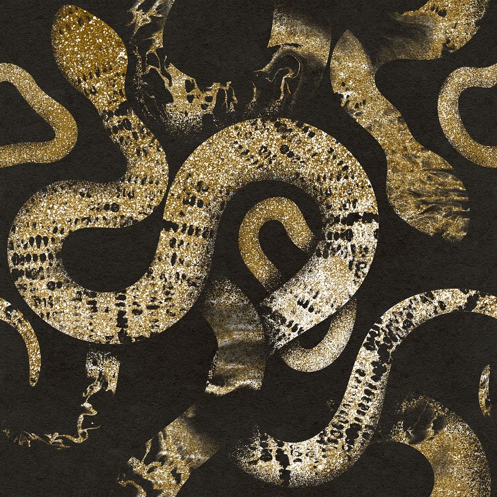 Gold snake pattern background, animal glitter aesthetic psd