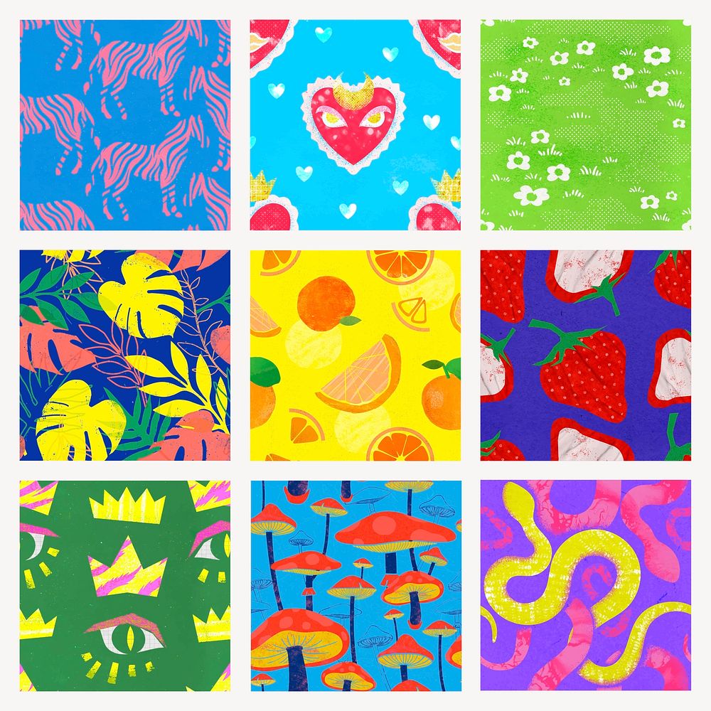 Funky pattern background, colorful abstract vector set
