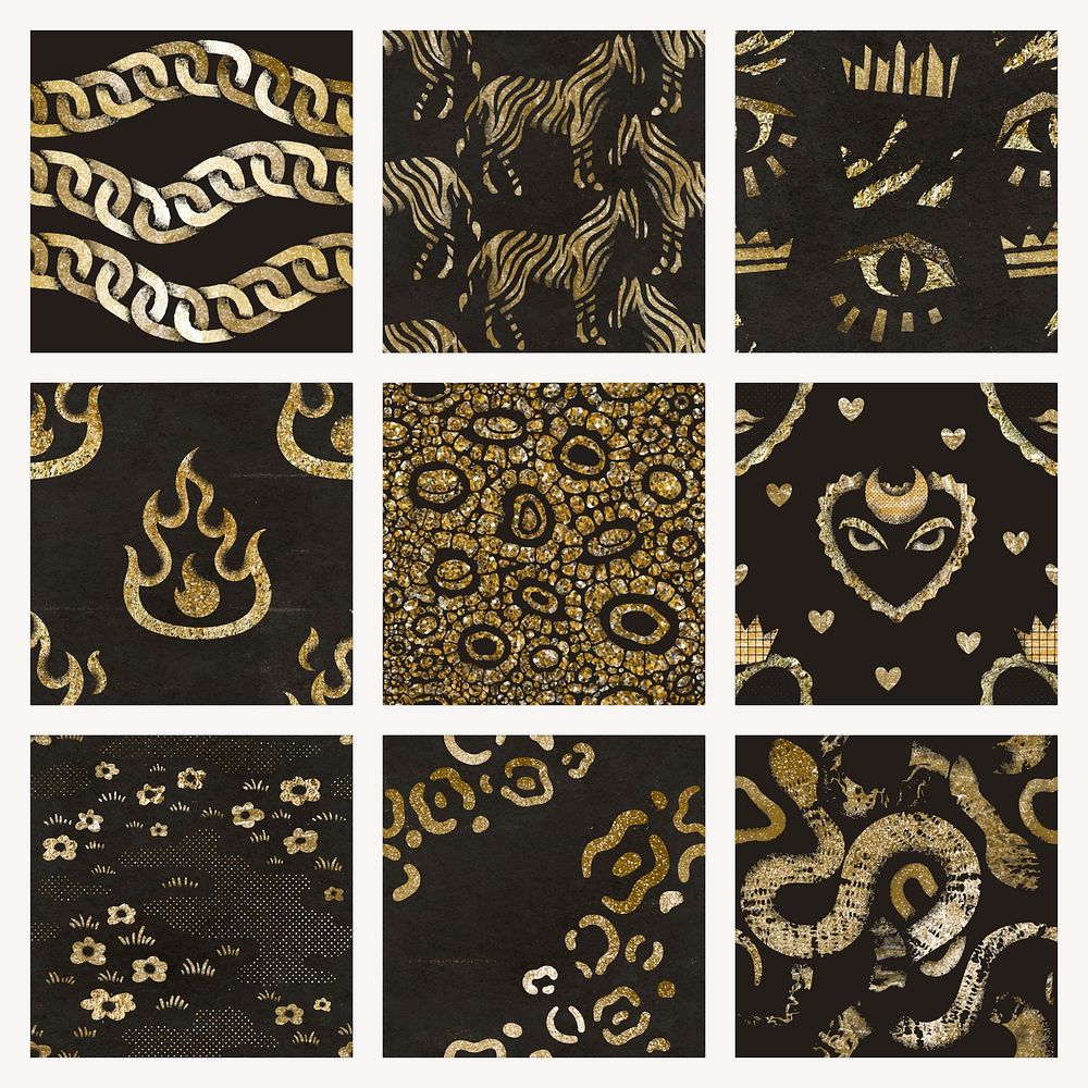 Abstract glitter pattern background, gold aesthetic vector set