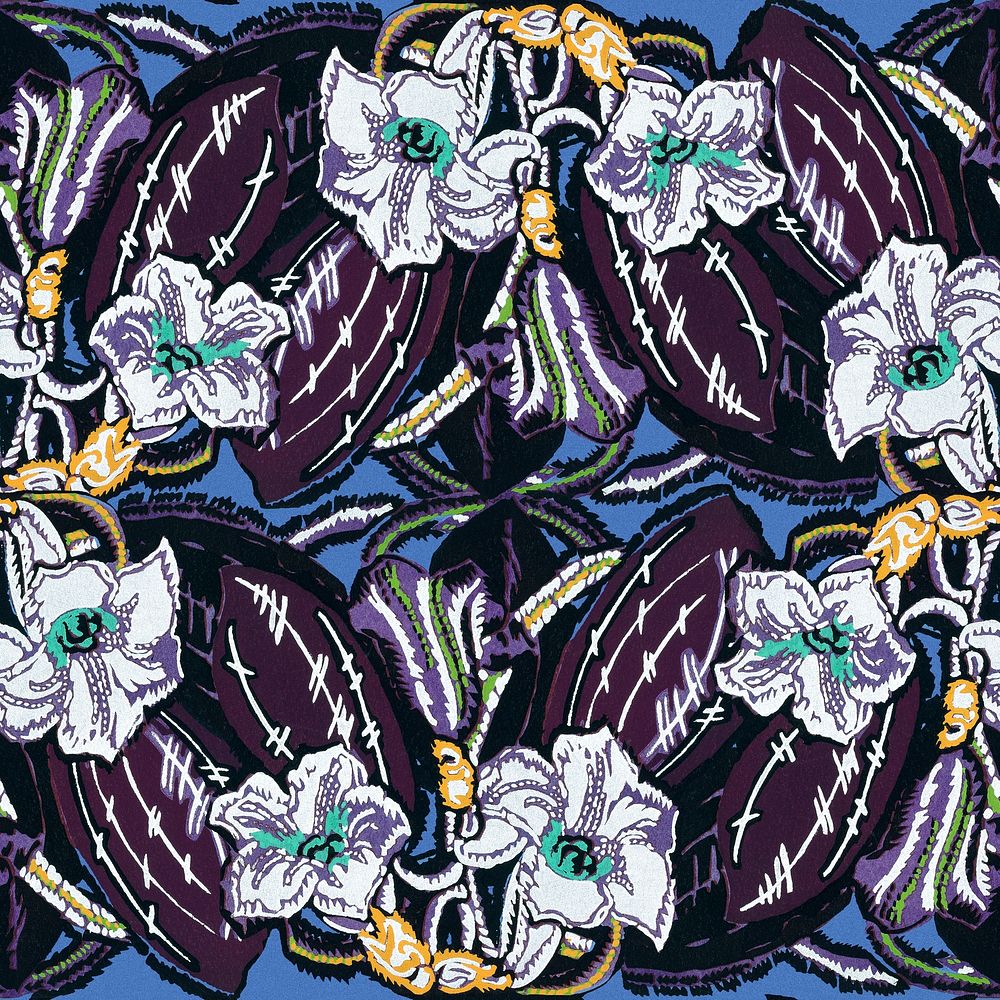Exotic seamless flower background, botanical pattern vintage psd