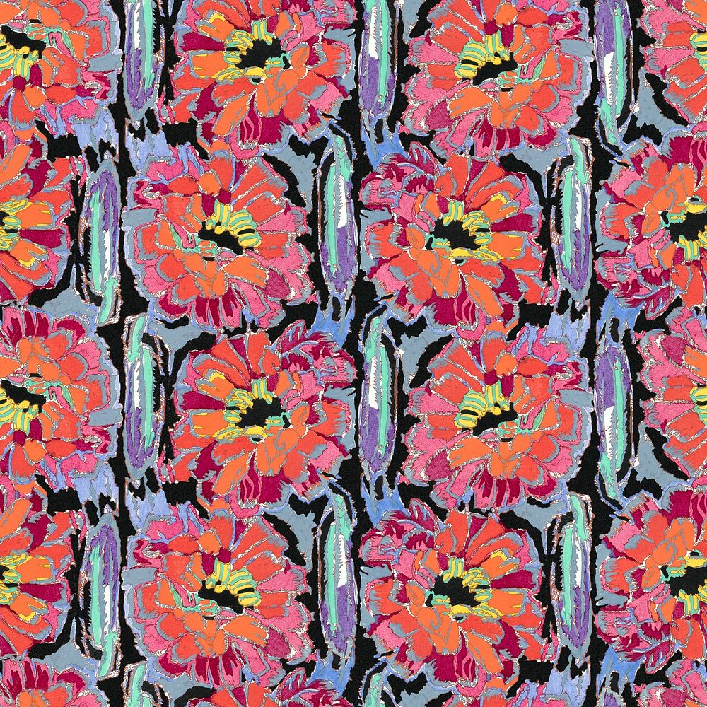 Tropical flower background, seamless pattern, art deco psd