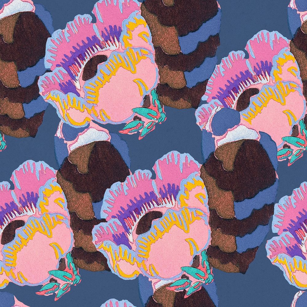 Flower seamless pattern background, vintage art deco psd