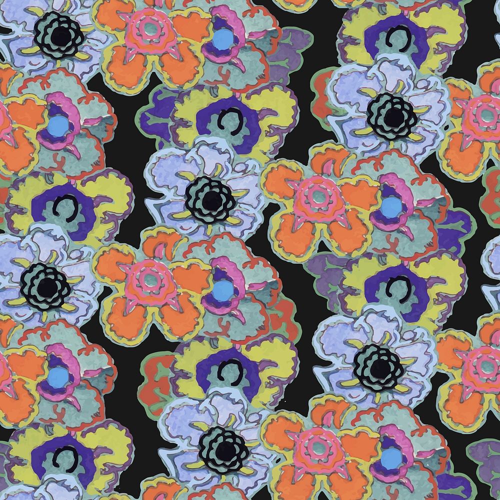 Exotic seamless flower background, botanical pattern vintage vector
