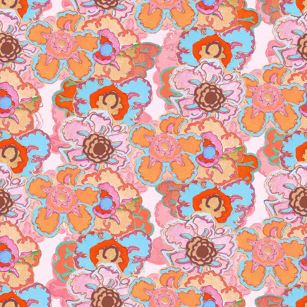 Feminine seamless pattern background, flower art deco psd