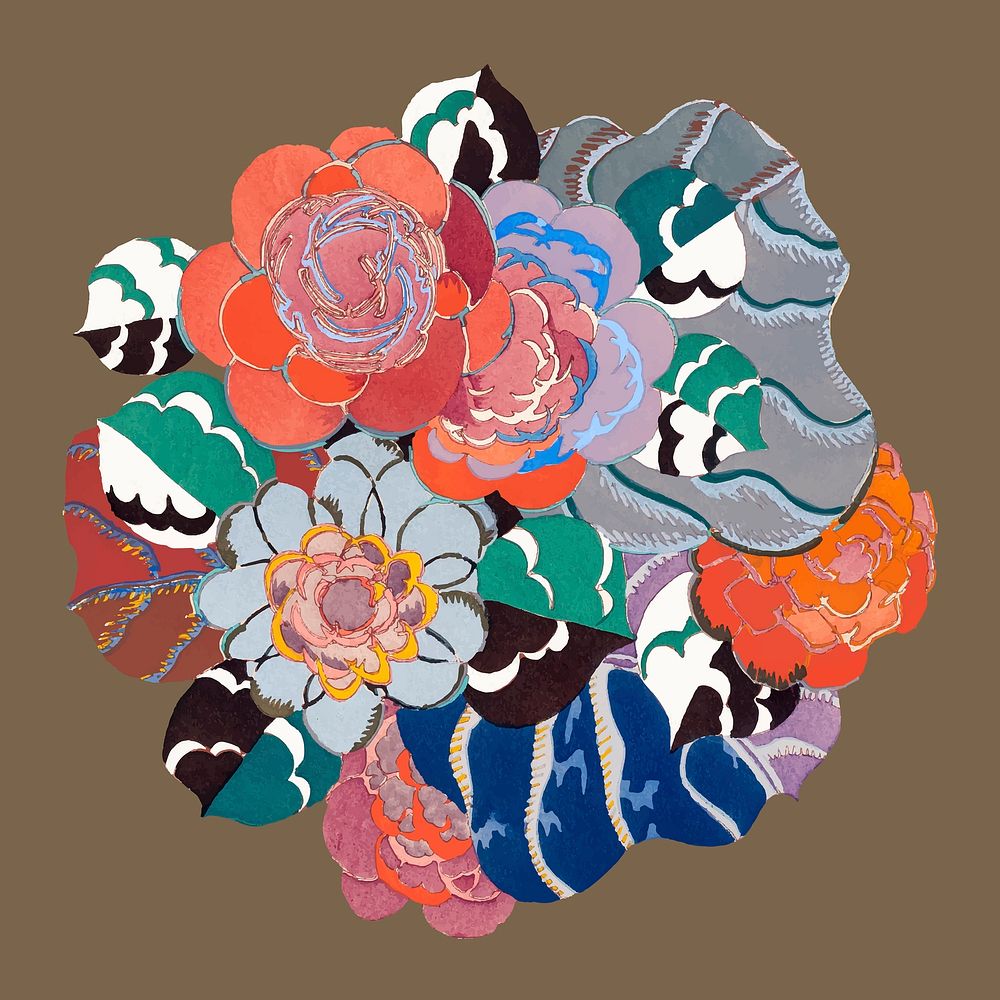 Flower bouquet sticker, vintage flower vector