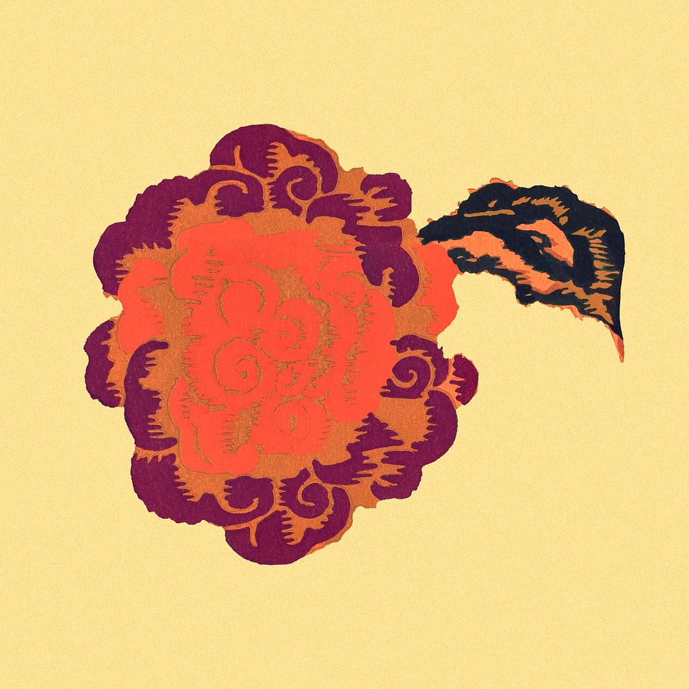 Orange flower clipart, aesthetic botanical
