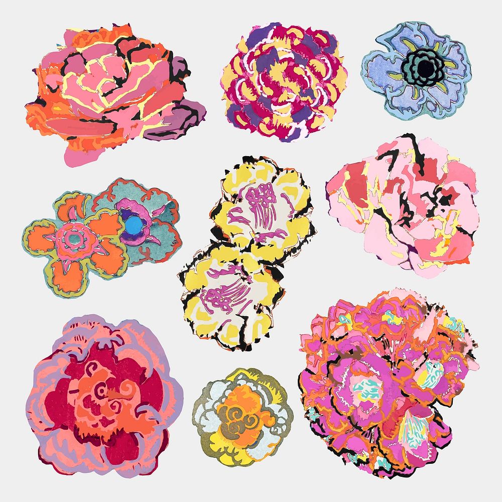 Aesthetic flower clipart, feminine botanical illustration vector set 