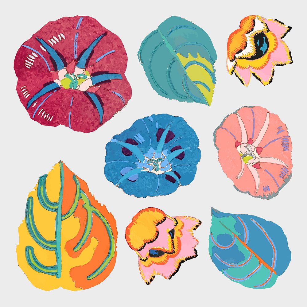 Aesthetic flower clipart, feminine botanical illustration vector set 