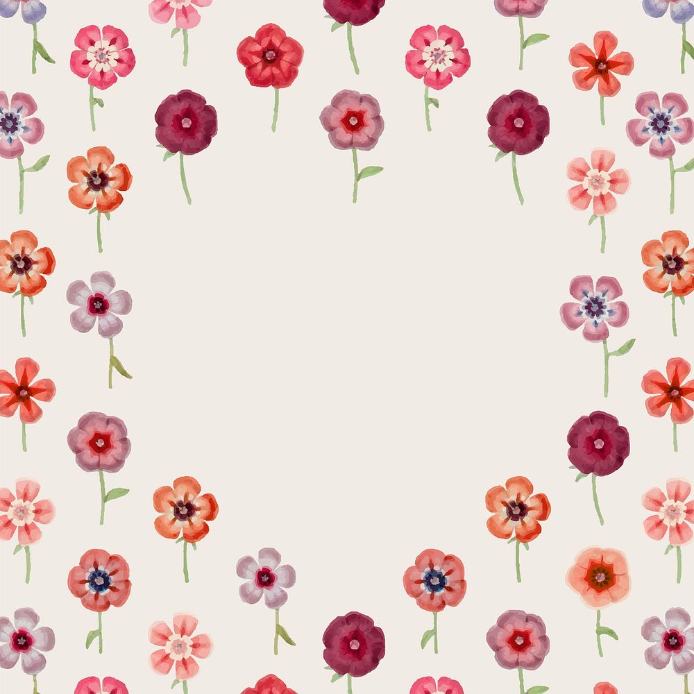 Cute floral frame background, botanical design vector, remixed from original artworks by Pierre Joseph Redout&eacute;