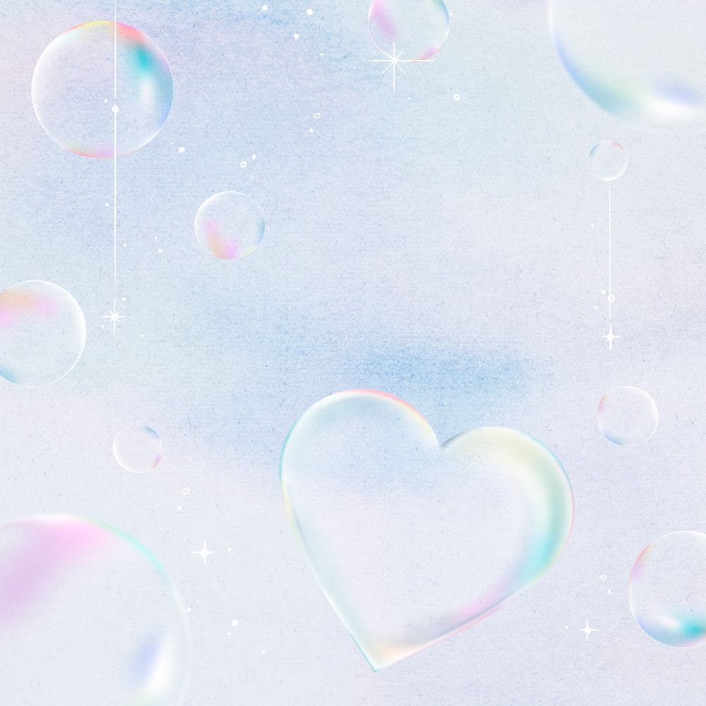 Cute soap bubble background, simple holographic illustration 