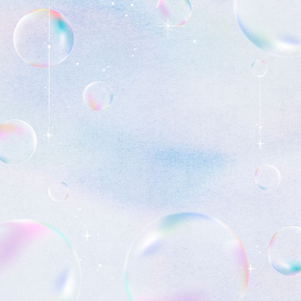 Cute soap bubble background, simple holographic illustration psd