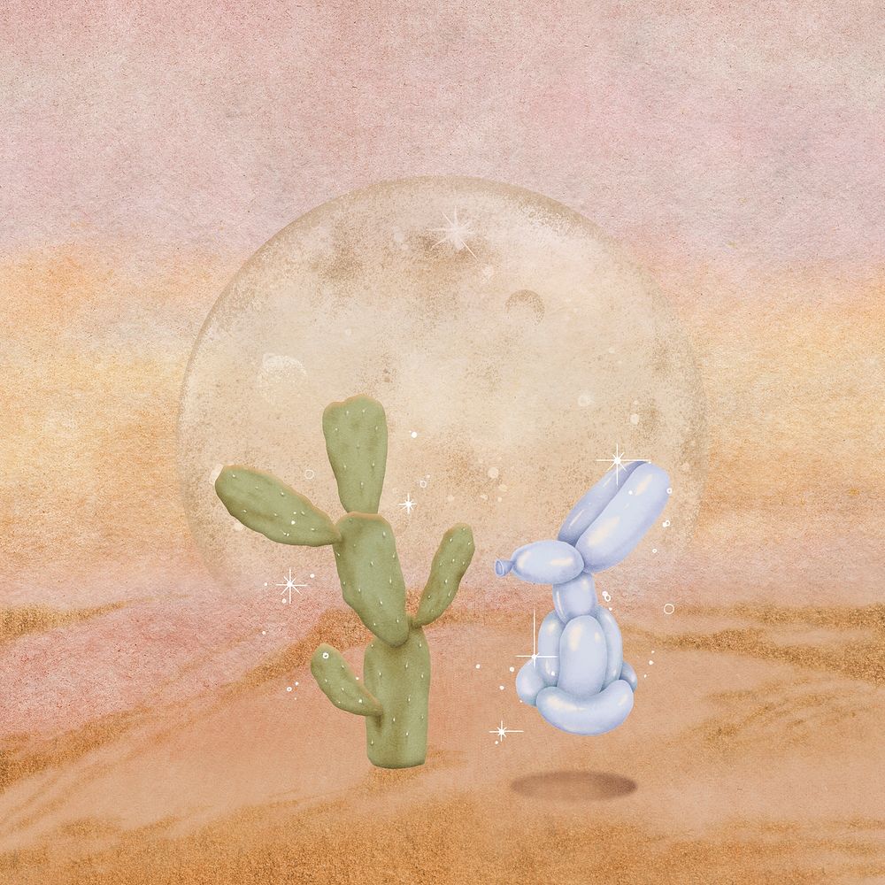 Simple cactus illustration, desert design psd