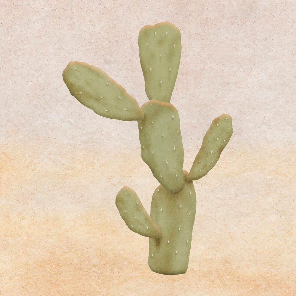 Cactus sticker, simple illustration design vector