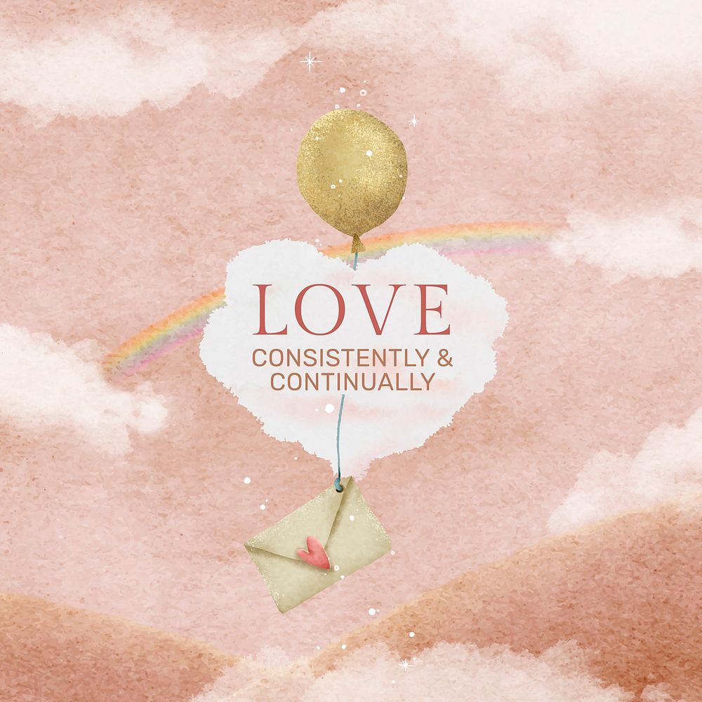 Pastel sky Instagram post template, love letter design vector