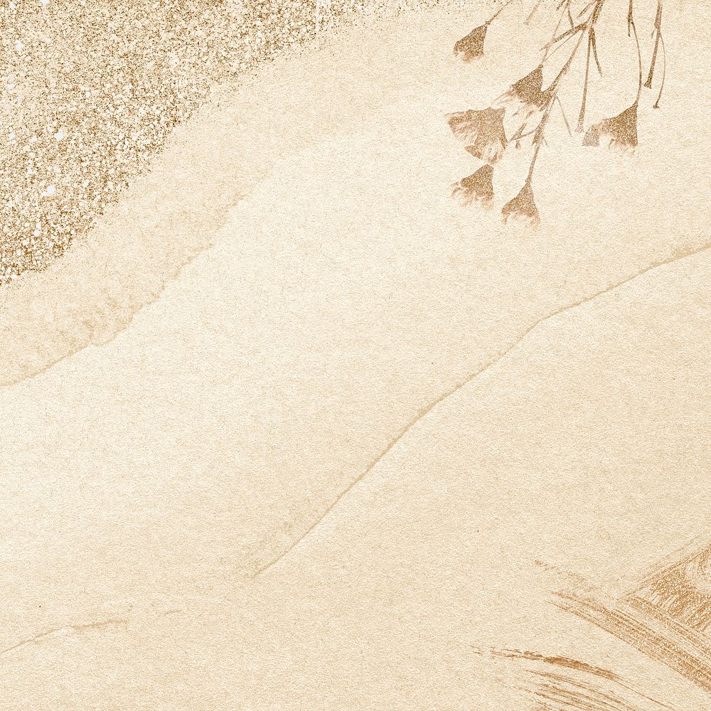 Gold background, dried flower design psd