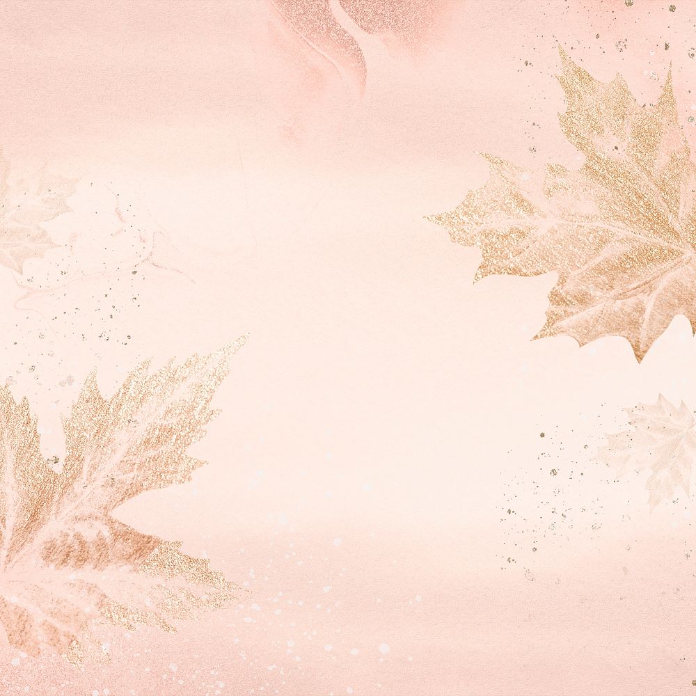 Autumn leaf background, pink pastel botanical design psd