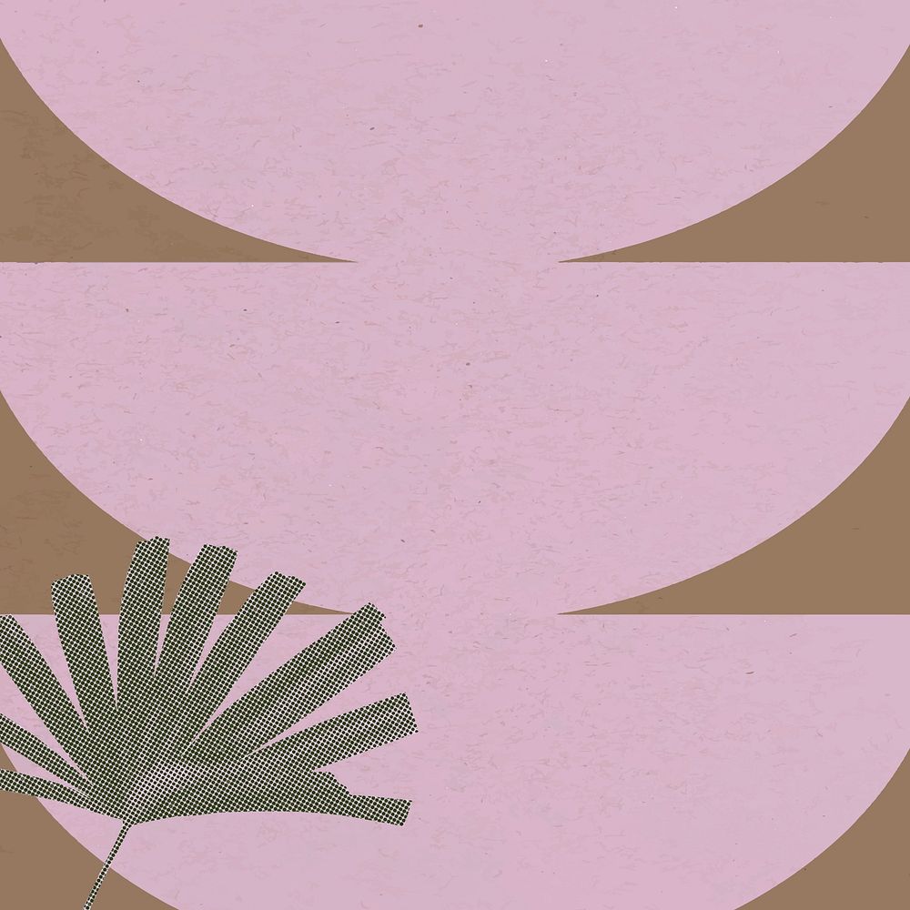 Modern abstract background, tropical leaf in pink semicircle designs vector