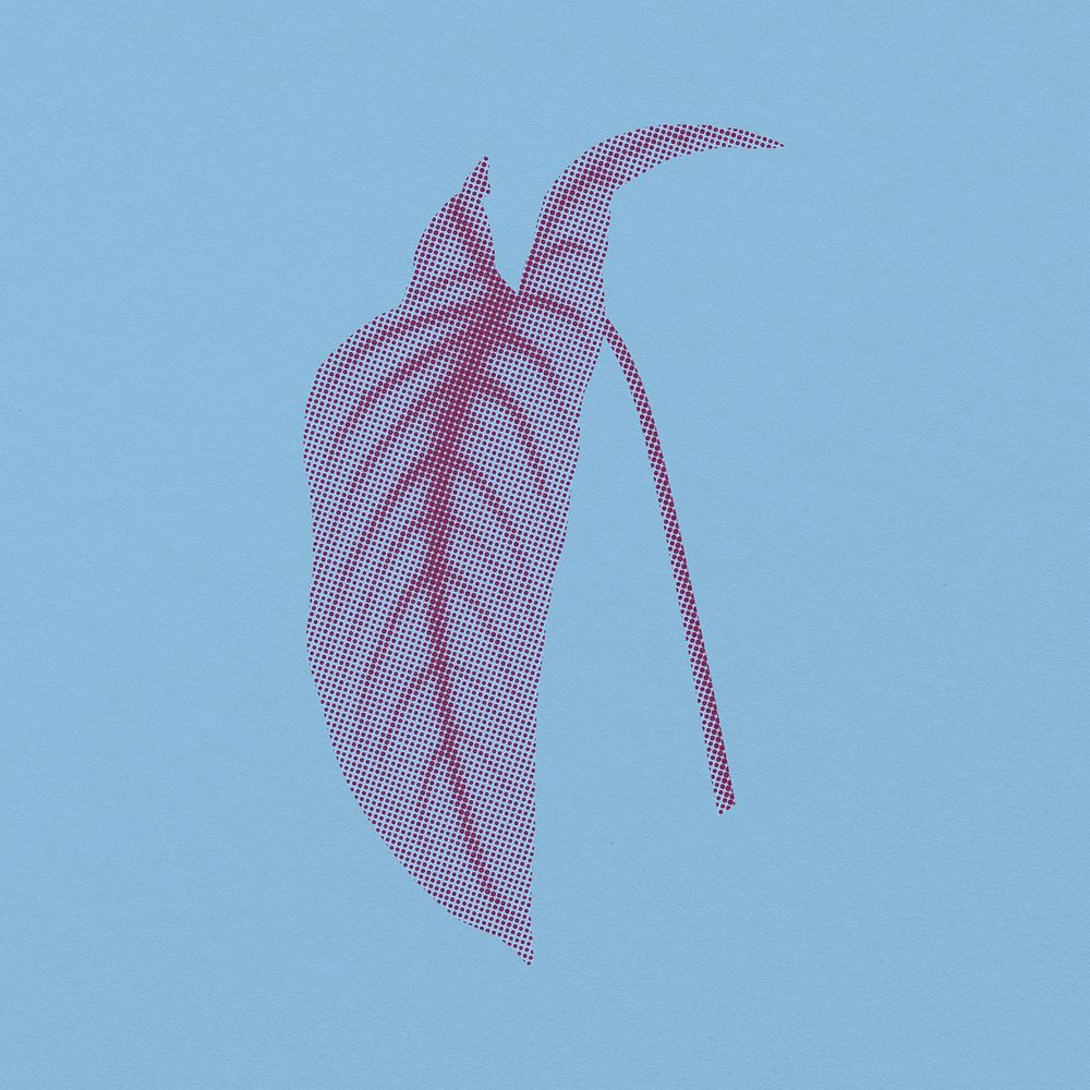 Tropical long leaf clipart, retro aesthetic glitch halftone design