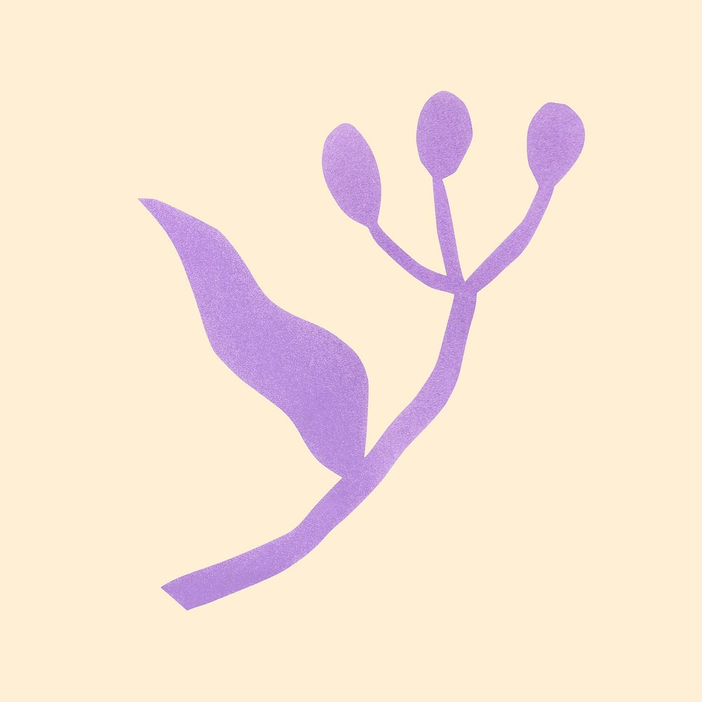 Abstract purple flower, minimal paper cut design