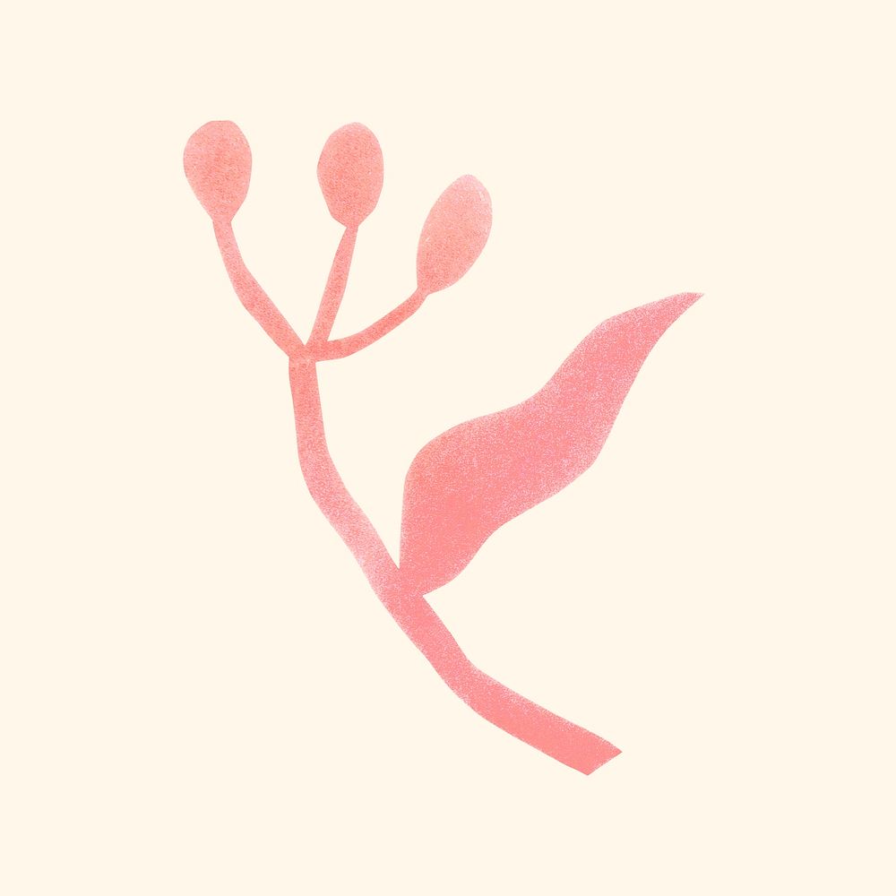 Simple pink flower, cute botanical paper cut design