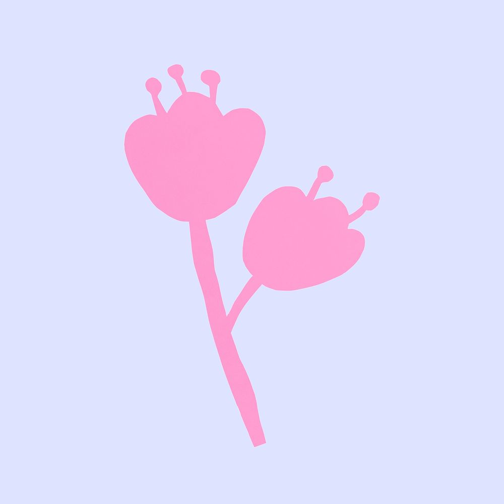 Minimal pink flower, cute botanical paper cut design