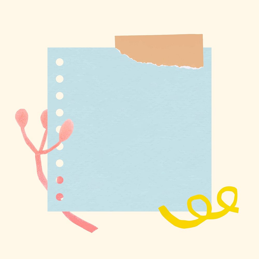 Blue memo pad sticker, cute paper craft design with abstract element vector