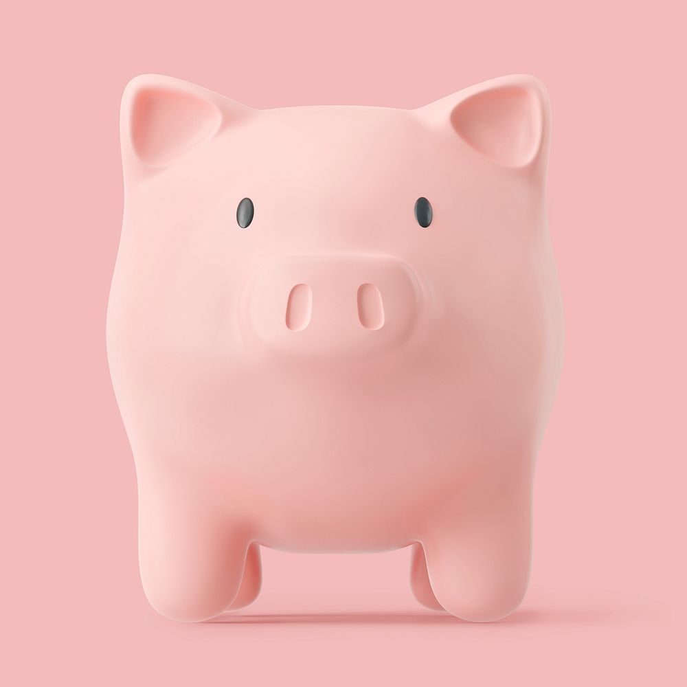 Piggy bank 3D clipart, savings & finance graphic psd